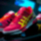 A vibrant display of 80s sneaker designs showcasing bold colors and unique patterns.