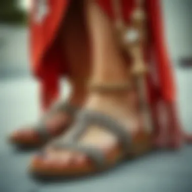 Fashionable accessories paired with sandals