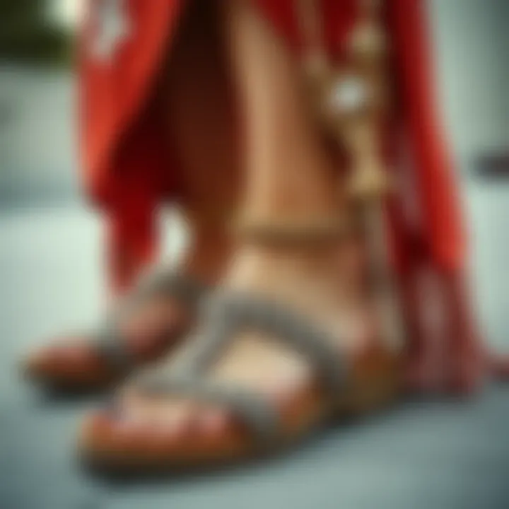 Fashionable accessories paired with sandals