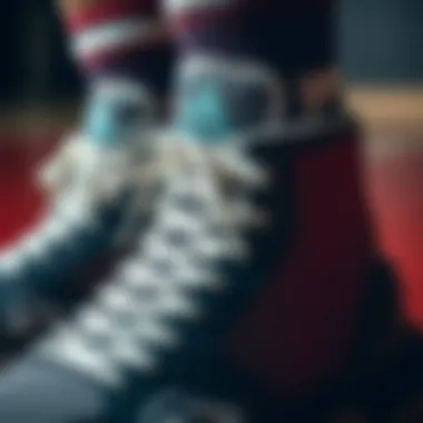 Close-up of the intricate details of Adidas basketball shoes