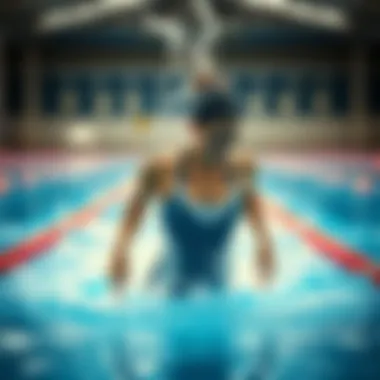 Athletic woman enjoying swimming in Adidas swimsuit.