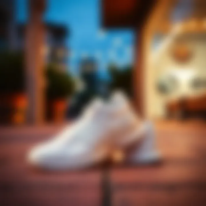 Adidas white sneakers displayed in various lifestyle settings