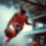 Dynamic basketball action showcasing Adidas Harden gear