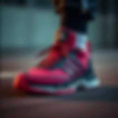 Close-up of Adidas Harden footwear highlighting innovative design