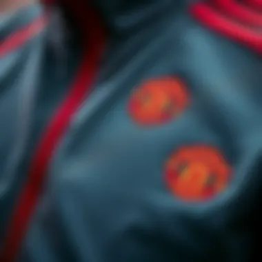 Close-up of the fabric texture used in Adidas Manchester United jackets.
