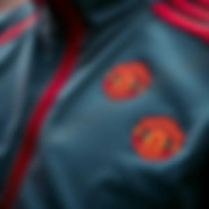 Close-up of the fabric texture used in Adidas Manchester United jackets.