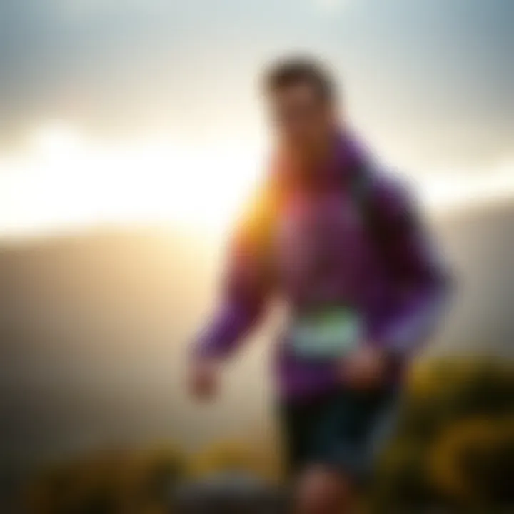 Athlete wearing an Adidas purple jacket while engaging in outdoor activities