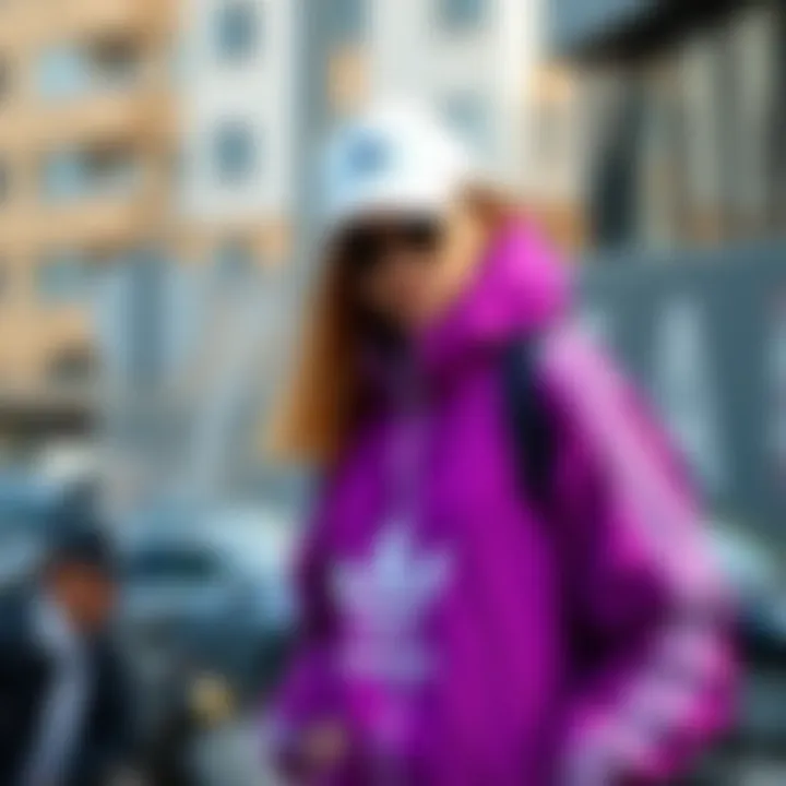 Fashionable combinations featuring an Adidas purple jacket with complementary accessories