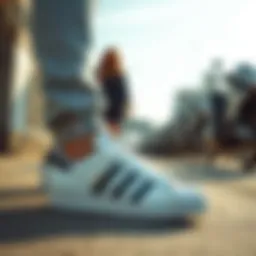 Stylish streetwear featuring Adidas Superstar shoes