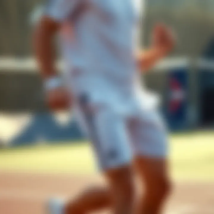 Athlete demonstrating movement in Adidas tennis shorts