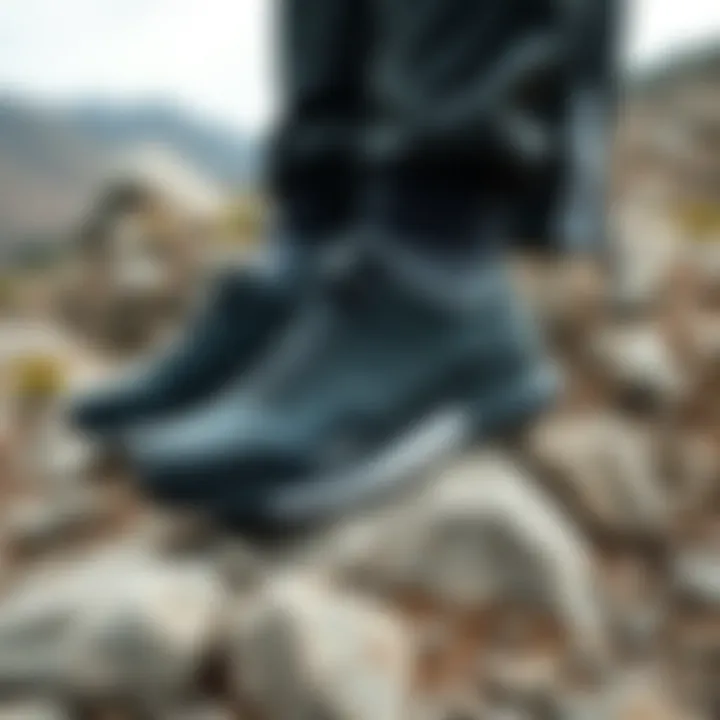 Adidas Terrex shoes on rocky terrain