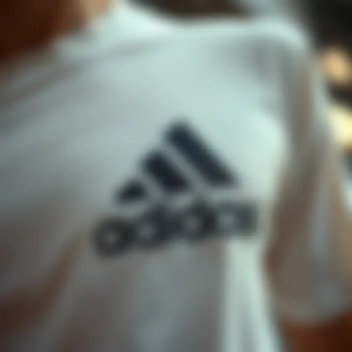 Intricate Design Elements of adidas T-shirt Close-up of intricate design details on adidas t-shirt
