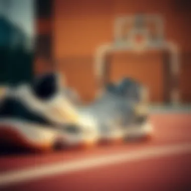 Basketball shoes on a court surface