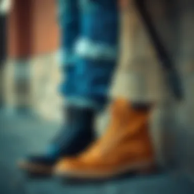 Stylish American boots paired with casual attire.