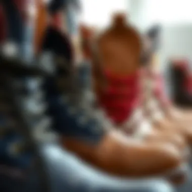 Close-up of American boots showcasing unique design elements.