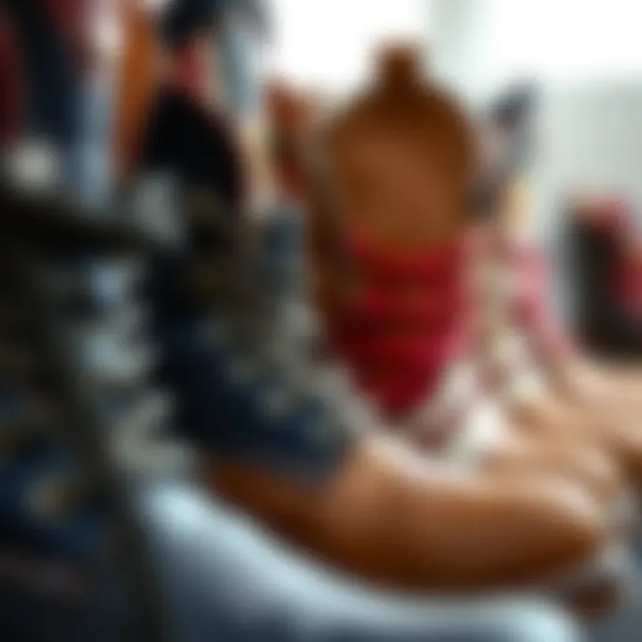 Close-up of American boots showcasing unique design elements.