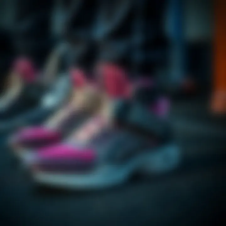 Close-up of ankle weights on athletic shoes