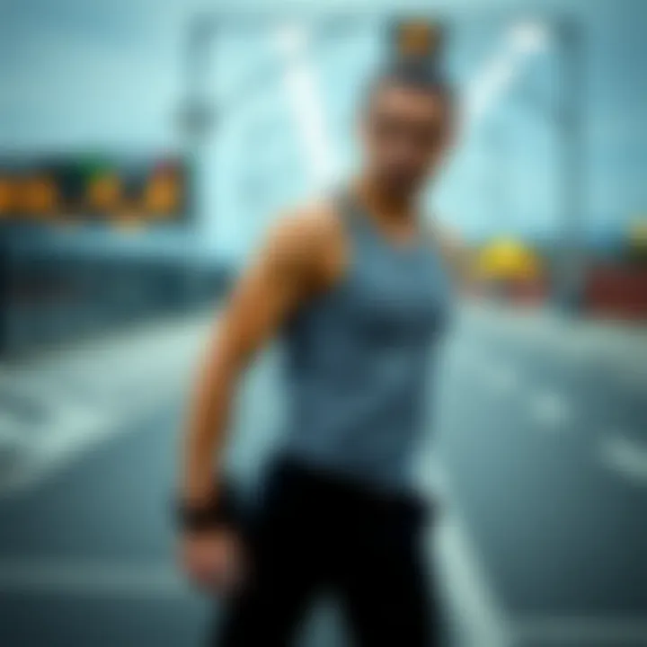 A stylish athlete showcasing fashion with ankle weights