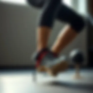 A dynamic athlete using ankle weights in a workout