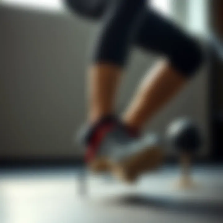 A dynamic athlete using ankle weights in a workout