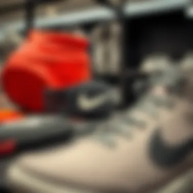 Close-up of trendy sports accessories available at the store