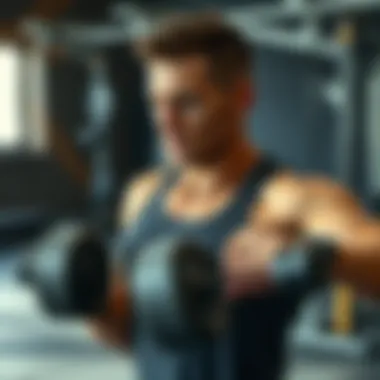 An athlete using cast iron weights during a workout session.
