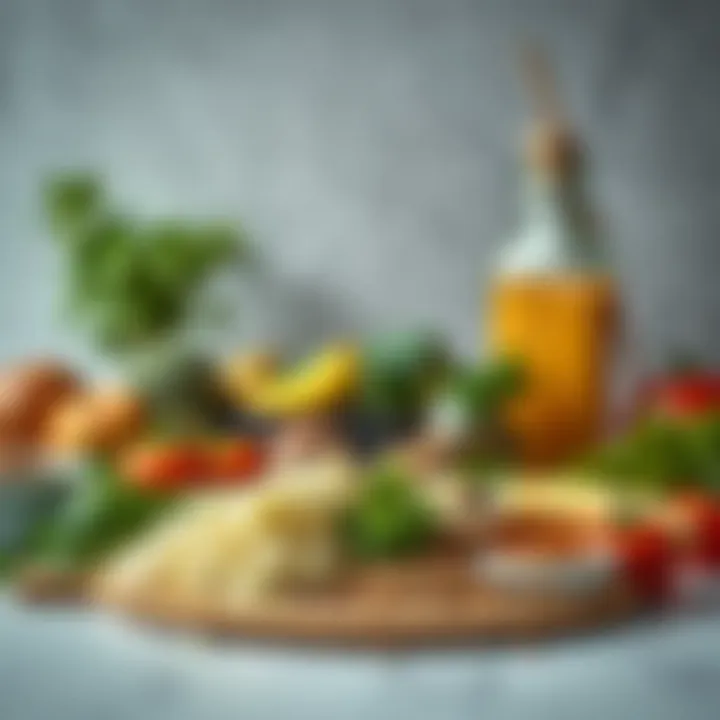 Artistic arrangement of healthy low-calorie ingredients