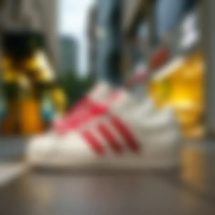 Elegant display of Adidas Superstar shoes in a stylish urban setting
