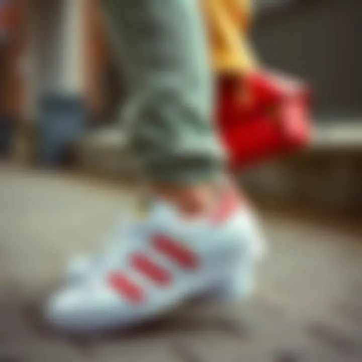 Fashionable outfit paired with Adidas Superstar shoes