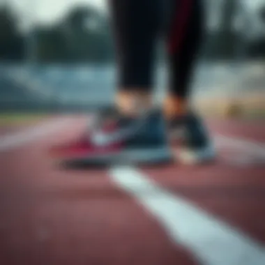 Athletic Nike shoes on a running track