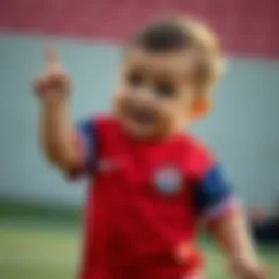 Baby wearing a GS jersey in a playful pose