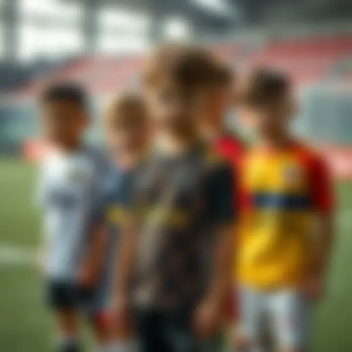 Group of children showcasing various jersey designs
