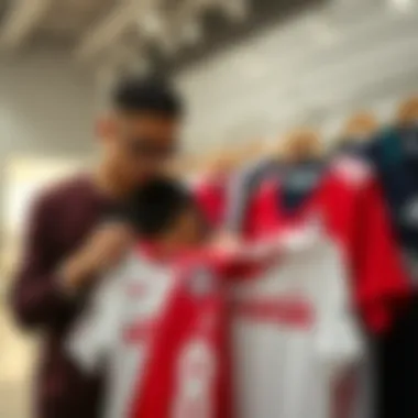 A parent assisting a child in selecting the right Beşiktaş jersey size