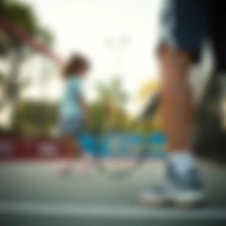 Children Engaged in Tennis with Proper Footwear Children playing tennis wearing appropriate footwear