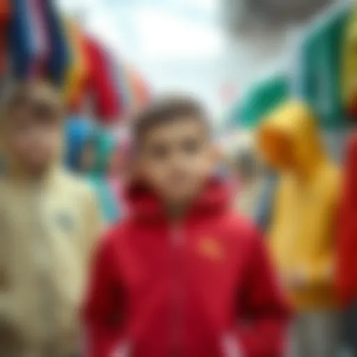 Colorful children's tracksuit display