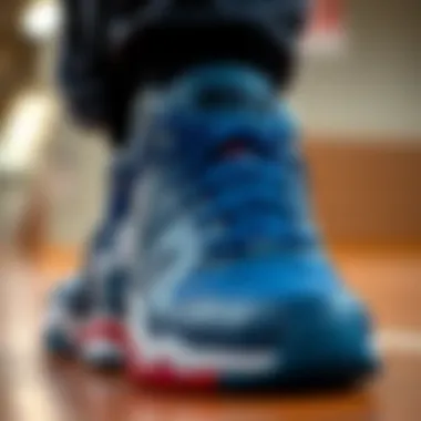 Close-up of Nike Jordan blue colorway details