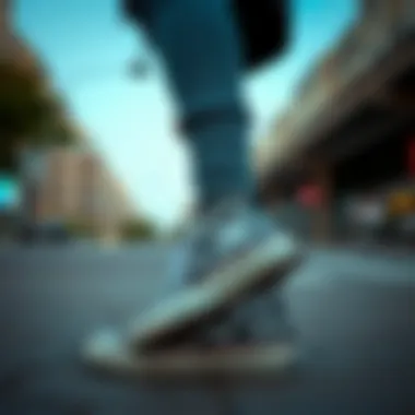 A stylish outfit featuring Converse patterned shoes in an urban setting