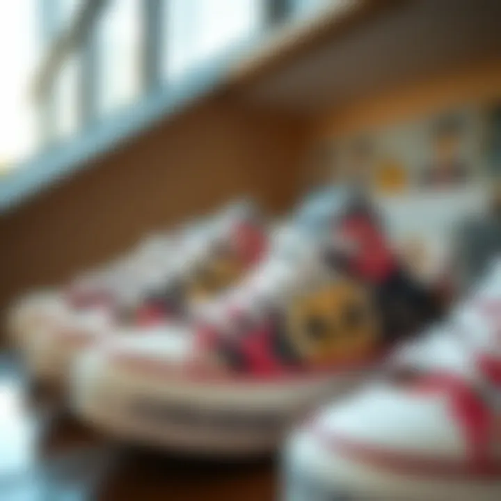 Artistic display of patterned Converse sneakers showcasing unique designs