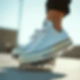 A close-up view of Converse transparent sole shoes highlighting their unique design and style.