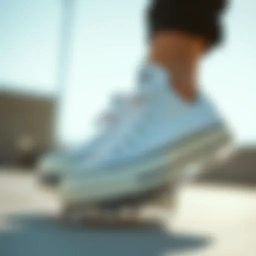 A close-up view of Converse transparent sole shoes highlighting their unique design and style.