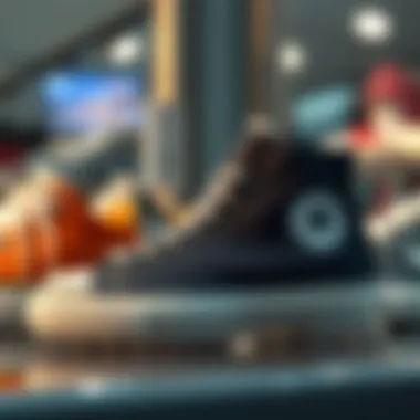 A display of Converse transparent sole shoes emphasizing sustainability aspects.