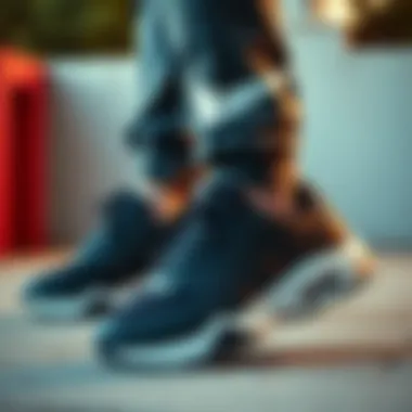 Trendy sneakers paired with athletic wear