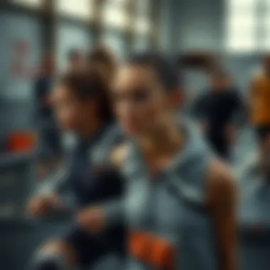 A dynamic scene of athletes engaging with their sports gear, emphasizing style and performance