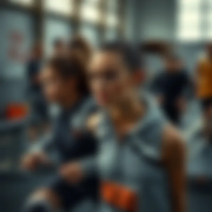 A dynamic scene of athletes engaging with their sports gear, emphasizing style and performance