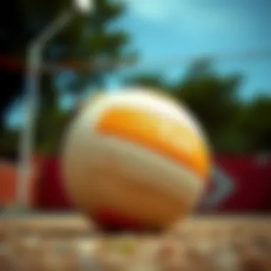 Elegant volleyball set against a vibrant outdoor backdrop.