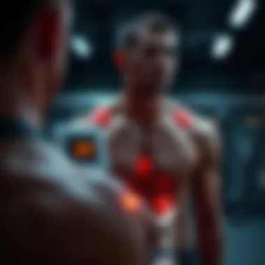 Conceptual illustration of electrical muscle stimulation in fitness