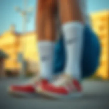 White sports socks paired with casual athletic wear