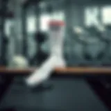 Stylish white sports socks on a gym bench