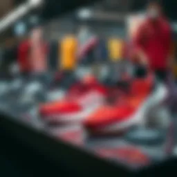 Stylish running shoes on display