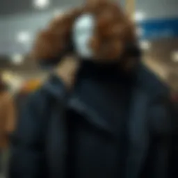 A stylish winter coat displayed on a mannequin